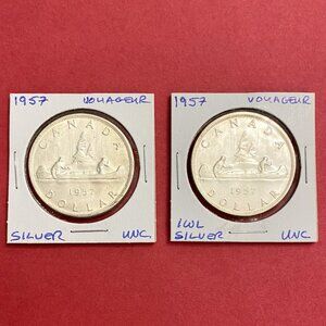 Wonderous Uncirculated Pair of 1957 Canada Silver $1 Coins!